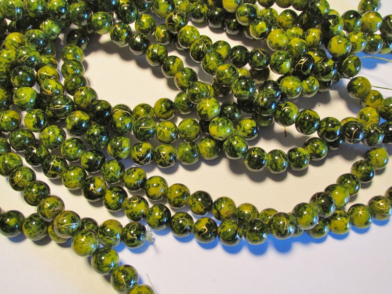 (image for) Green glass pearls #HU14-1493